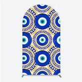 Aperturee - Aperturee Greek Evil Eye Arch Backdrop for Birthday Party Blue and Gold Nazar Amulet Pattern Protection Themed Photo Decor